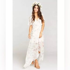 Show Me Your Mumu Sophia Wrap Floral White Maxi Dress